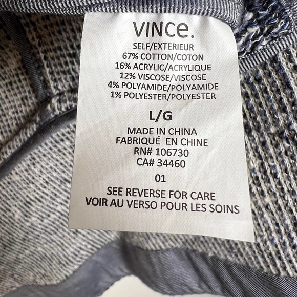 Vince Women's Textured Marled Tweed Draped Jacket L Blue Open Cascade EUC! - Picture 9 of 9